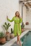 100% Cotton Woven Muslin Beach Shirt Dress with Judge Collar Belt Detail - 3