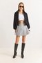 Women's Melton Pleated Mini Skirt with Shorts Gray