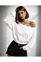 Women's Long Sleeve Regular Oyshy Boat Neck Blouse 25041 - 6