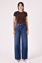 Women's High Waist Enzyme Washed Cotton Comfortable Dady Fit Jean Trousers Inner Length:82Cm - 2