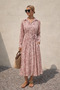 Flowy Dress with Shawl Pattern and Belt 2029 - 2