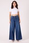 Women's High Waist Cotton Super Wide Leg Wide Leg Jean Pants Inner Leg Length 80cm