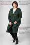 Plus Size Women's Summer Viscose Anti-Sweat Combed Cotton Long Khaki Mother Tunic Stone-Studded Cardigan - 5