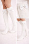 Girl's Heart Textured White Knee Socks - 3