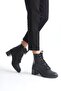 Lena Lace-Up Zippered Orthopedic Sole Heeled Women's Boots St - Black - 2