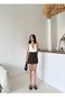 Women's Brown Side Zipper Metal Buckle Belt Detailed Mini Short Skirt - 5