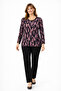 Women's Floral Patterned Round Neck Middle Age Mother Combed Cotton Blouse 9060 - 3