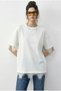 Women's White Lace Detailed Crew Neck Oversize T-Shirt 1046 60283955 - 3