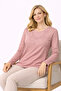 New Model Stone Embroidered Round Collar Lycra Mother's Combed Cotton Blouse 6420 - 5