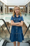 Girl's Front Buttoned Pocket Denim Dress Casual - 6