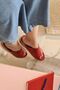 Eyebrow- Red Genuine Leather Slippers - 5