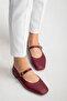 Genuine Leather Women's Burgundy Buckled Ballet Flats Marry - 5