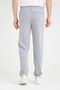Men's Regular Fit Drawstring Waist Straight Leg Embroidery Detailed Combed Cotton Fabric Gray Sweatpants - 5