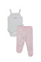 Interlock Pants with Booties 2-Piece Set (Flower Garden) Pink