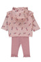 Kaşkorse Hooded Cardigan 3-Piece Set (Strawberry) Dried Rose - 2