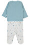 Perforated Pajama Set with Booties, 2 Pieces (Palm in the Sea) Petrol Green - 2