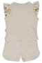 Two-Strap Shorts 2-Piece Set (Lacy Girl) Beige - 2