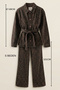 Women's Leopard Printed Tie-Detail Shirt Pants Set - 5