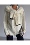 Women's Soft Textured Hair Braid Detailed Buttoned Extra Sleeve Detail Loose Fit Cardigan - 2561 - 4
