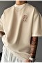 Men's Espresso Printed Oversized Comfortable Daily Use Combed Cotton T-Shirt - 2