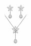 Women's Silver Color Model Waterway Zircon Stone Necklace Earring Set - 2