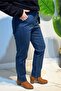 Women's Elastic Waist Stretch Fabric Pipe Leg Jeans 03 Light Navy Blue - 6