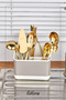 Practical Divided Countertop Spoon Fork Knife Drying Rack Beige - 5