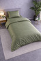 Striped Cotton Satin Green Hotel Series Single Duvet Cover Set with Elastic Sheets