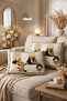 2-Piece Rectangular Throw Pillow Cover with Modern Ethnic Objects Pattern on Cream Floor - 2