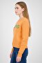 Women Ribbed Collar Brand Logo Sweater, Orange - 4