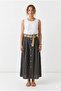 Anthracite Italian Wicker K Belt I D Button Accent I C Pocketed Long K Linen Skirt