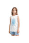 Turquoise Printed Girls Tank Top – Cotton, Stretchy, Elastic Waist Design - 7