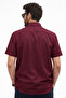 Men's Claret Red Short Sleeve Classic Cut Collar Buttoned Cotton Satin Shirt - 3