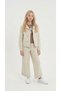 Cream Double Button Detail Shirt and Trousers Girls Gabardine Suit 23541