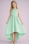 Girl's Mint Green Asymmetrical Skirt Detailed Simple Stylish Satin Ball Gown Birthday Prom Graduation Dress