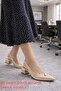 Women's Pointed Toe Open Back Beige Heeled Casual Shoes - 2