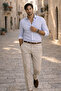 Breathable Elegant Casual Carina Striped Cotton Men's Shirt - Blue - 4