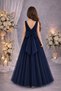 Girl's Navy Blue Crew Neck Birthday Party Prom Graduation Long Dress - 3