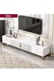 Modern Italian Wood Living Room TV Cabinet TV Table with Shelves White & Gold 120x30x40 - 7