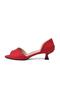 Adrian Red Color Suede Women's Low Heeled Shoes - 6