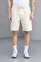 LINEN FABRIC SHORTS WITH ELASTIC WAIST AND LACES - 3