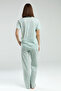 Women's Shirt Collar Pigment Printed Summer Regular Fit Green Shirt Pajama Set Pc8965-S-V1 - 4