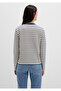 Button Detailed Striped T-Shirt Fitted / Bodycon Cut 1613394-86625 - 5