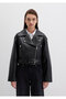 Faux Leather Black Crop Jacket - Regular Fit 1110375 -900 - 4