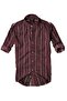 Slim Fit 100% Cotton Fabric Prevailing Collar Long Sleeve Shirt--Burgundy Striped--