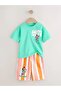 Green/Orange Mickey Mouse T-Shirt and Shorts Set - 4