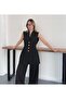 Akadın Gold Button Detailed Double-Breasted Vest and Wide Leg Trousers Set - 2