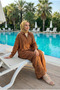 Women's Gold Embroidered Casual Two-Piece Hijab Set - 6