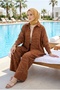 Women's Gold Embroidered Casual Two-Piece Hijab Set - 7