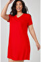 Plus Size Women's V-Neck Pocketed Short Sleeve Basic Mini Casual Daily Dress –K5 241